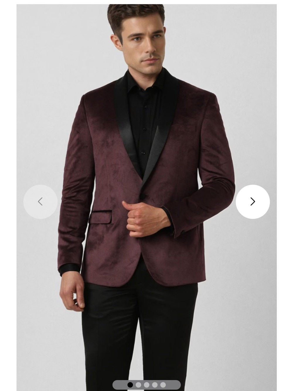 Van Heusen Wine Velvet Tuxedo Blazer with Black Satin Shawl Lapel